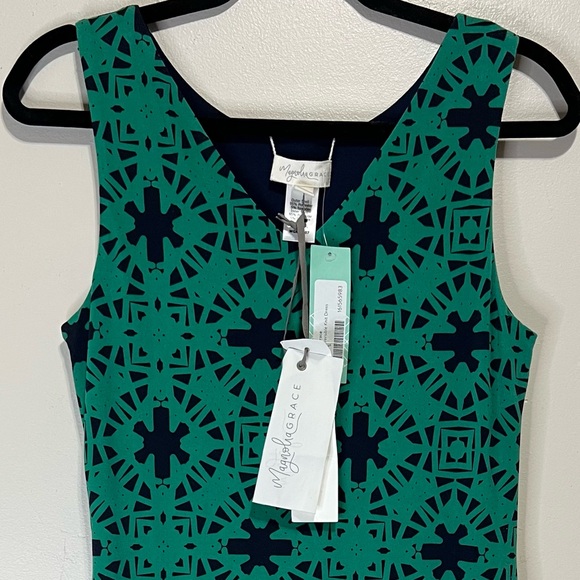 🛍️ Magnolia GRACE Shift Sleeveless Reversible Navy Blue/ Green Dress - Size S - Picture 12 of 14
